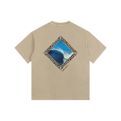 Vintage Washed Oversized Tribal Surf Graphic Cotton T-Shirt