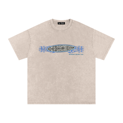 Snow Washed Oversized Board Graphic Cotton T-Shirt