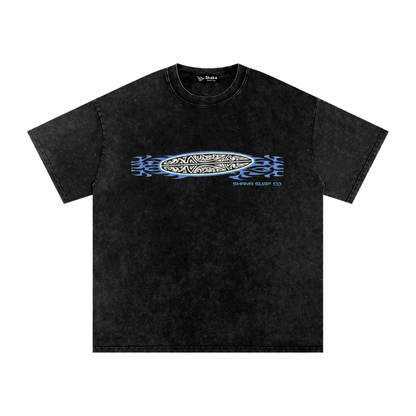 Snow Washed Oversized Board Graphic Cotton T-Shirt