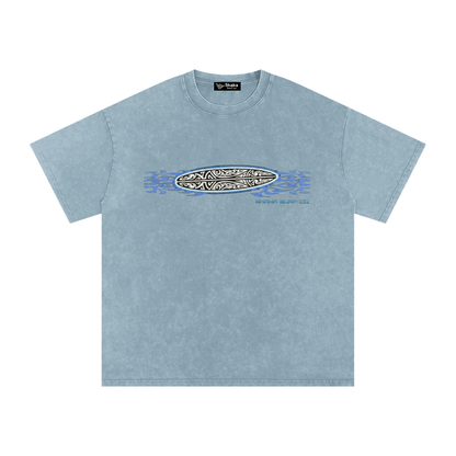 Snow Washed Oversized Board Graphic Cotton T-Shirt