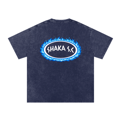 Snow Washed Fire Graphic Oversized Cotton T-Shirt