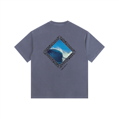 Vintage Washed Oversized Tribal Surf Graphic Cotton T-Shirt