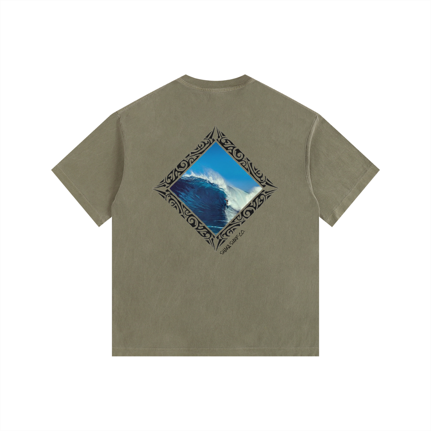 Vintage Washed Oversized Tribal Surf Graphic Cotton T-Shirt