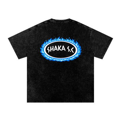 Snow Washed Fire Graphic Oversized Cotton T-Shirt