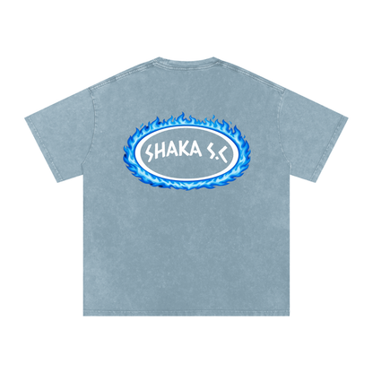 Snow Washed Fire Graphic Oversized Cotton T-Shirt