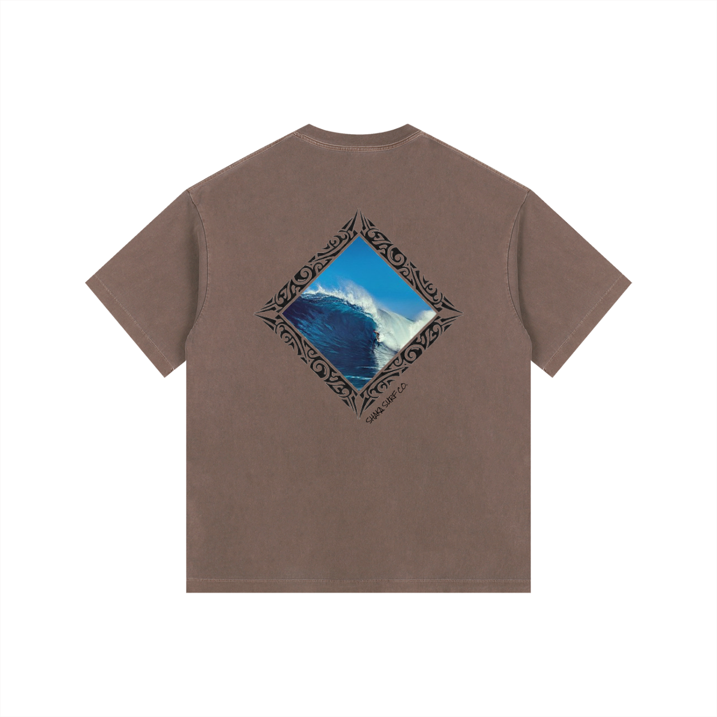 Vintage Washed Oversized Tribal Surf Graphic Cotton T-Shirt