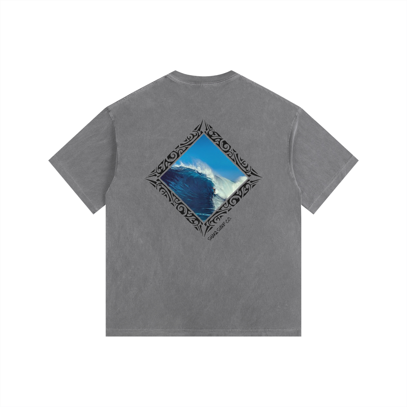 Vintage Washed Oversized Tribal Surf Graphic Cotton T-Shirt
