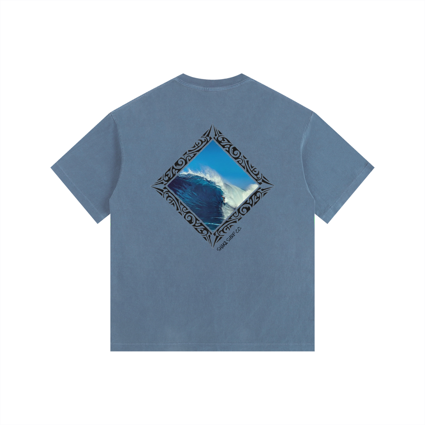 Vintage Washed Oversized Tribal Surf Graphic Cotton T-Shirt