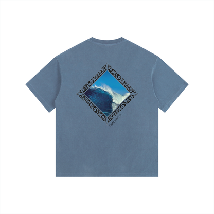 Vintage Washed Oversized Tribal Surf Graphic Cotton T-Shirt