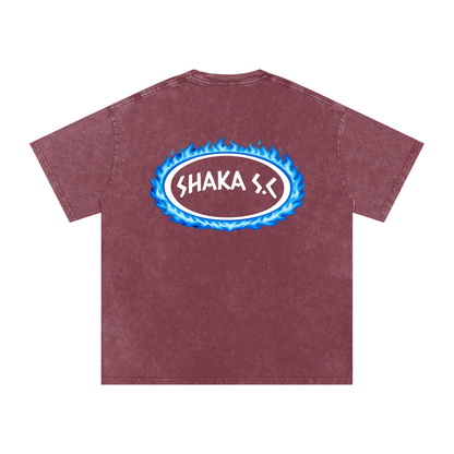 Snow Washed Fire Graphic Oversized Cotton T-Shirt