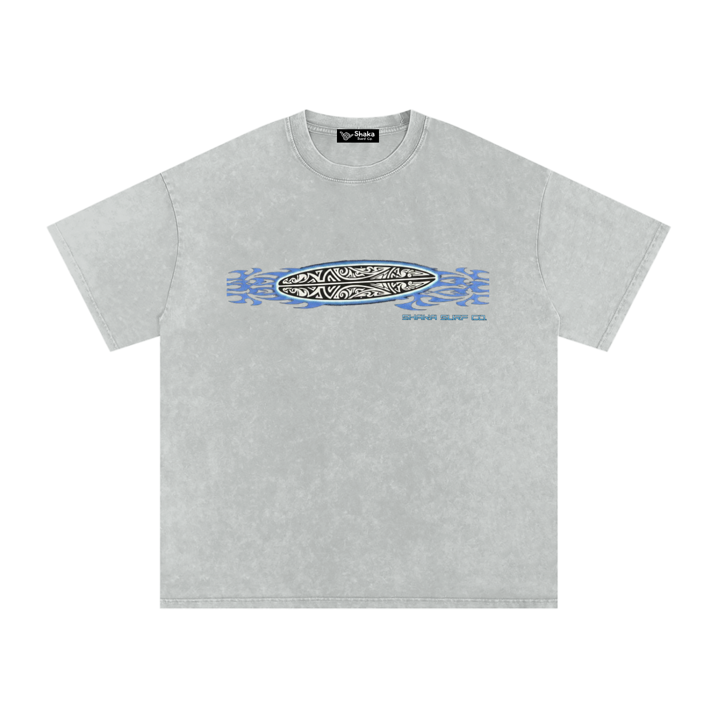 Snow Washed Oversized Board Graphic Cotton T-Shirt