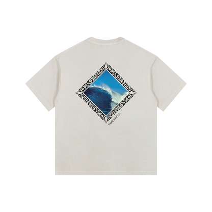 Vintage Washed Oversized Tribal Surf Graphic Cotton T-Shirt