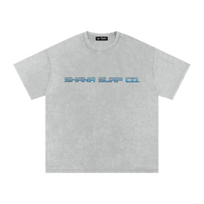 Snow Washed Oversized Wave Surf Graphic Cotton T-Shirt