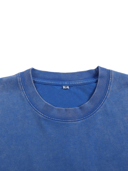 Snow Washed Oversized Board Graphic Cotton T-Shirt