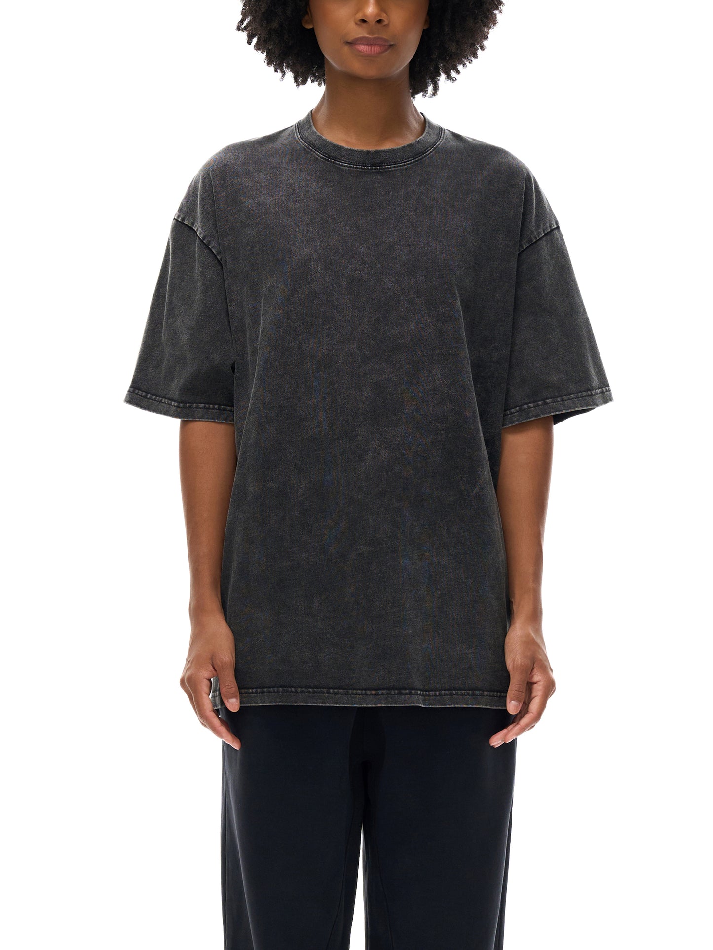 Snow Washed Oversized Wave Surf Graphic Cotton T-Shirt