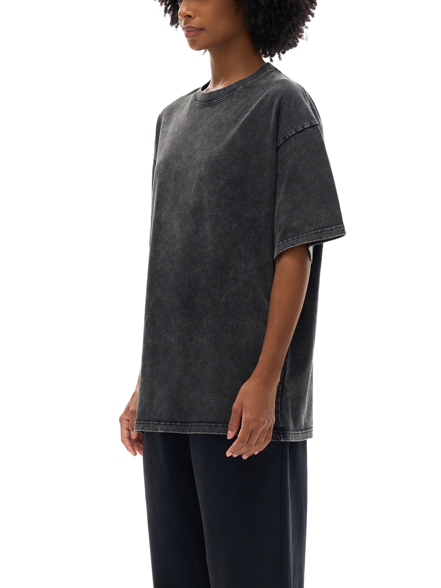 Snow Washed Oversized Wave Surf Graphic Cotton T-Shirt