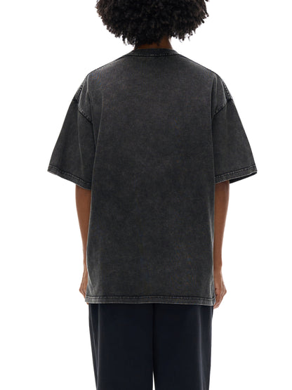 Snow Washed Fire Graphic Oversized Cotton T-Shirt