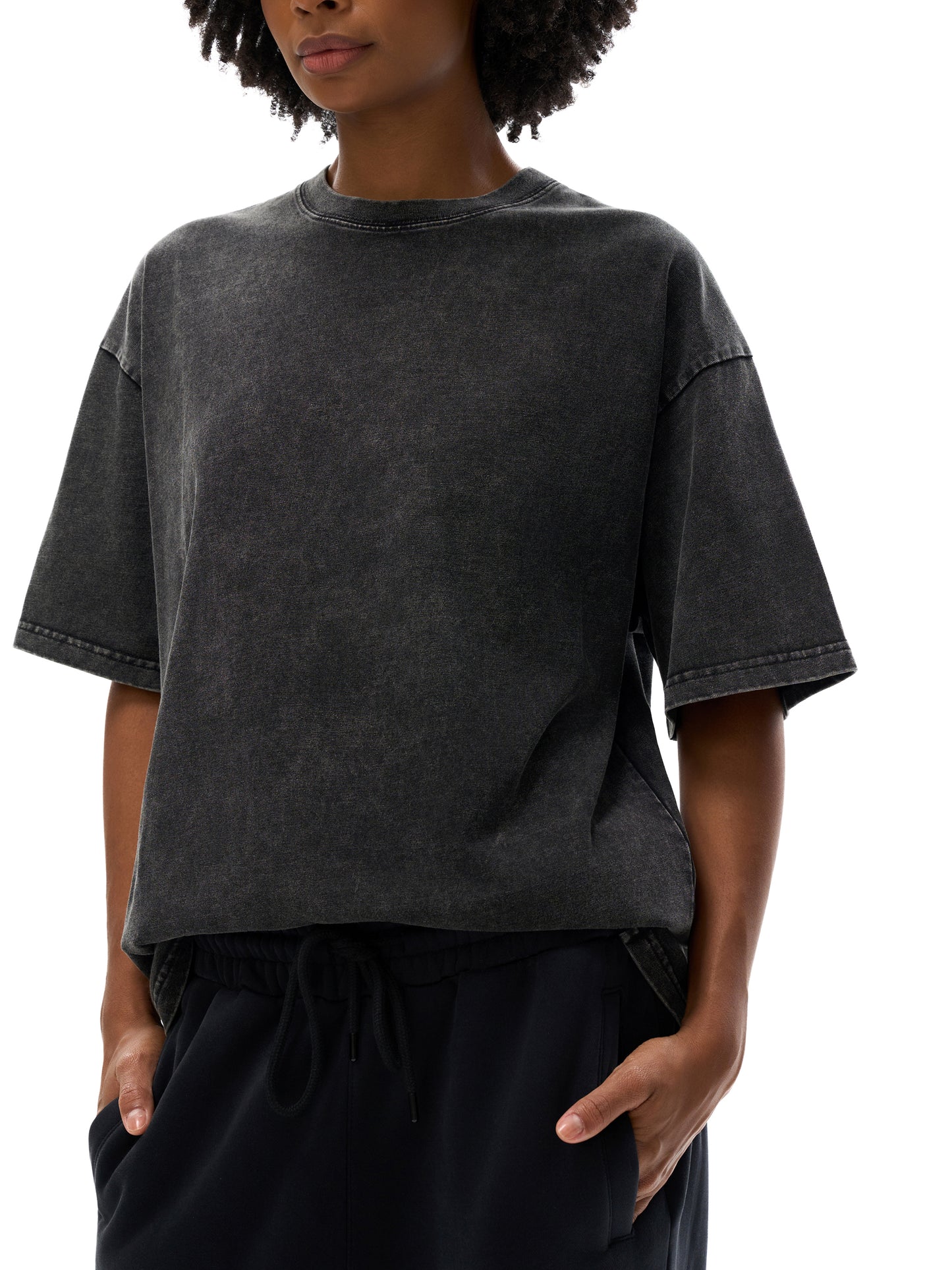Snow Washed Fire Graphic Oversized Cotton T-Shirt