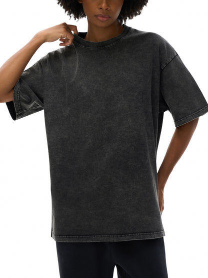 Snow Washed Fire Graphic Oversized Cotton T-Shirt
