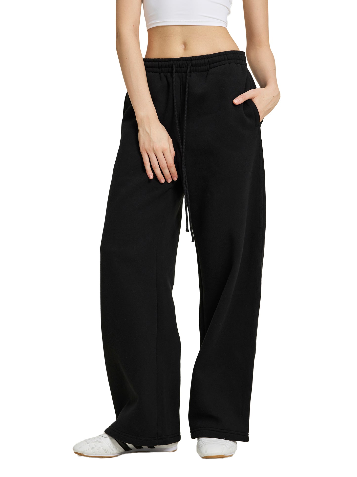 Fleece Fire Graphic Drawstring Straight-Leg Sweatpants