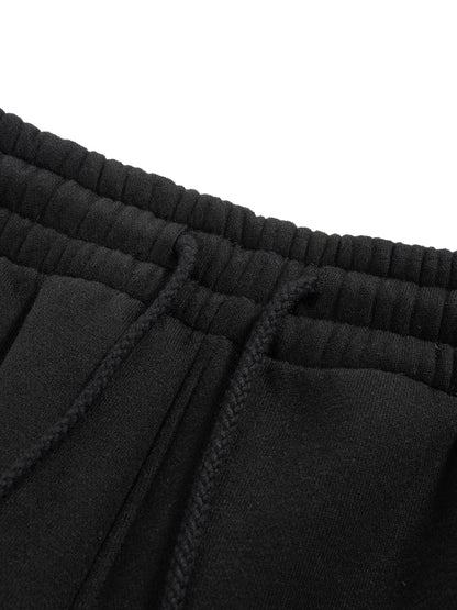 Fleece Fire Graphic Drawstring Straight-Leg Sweatpants